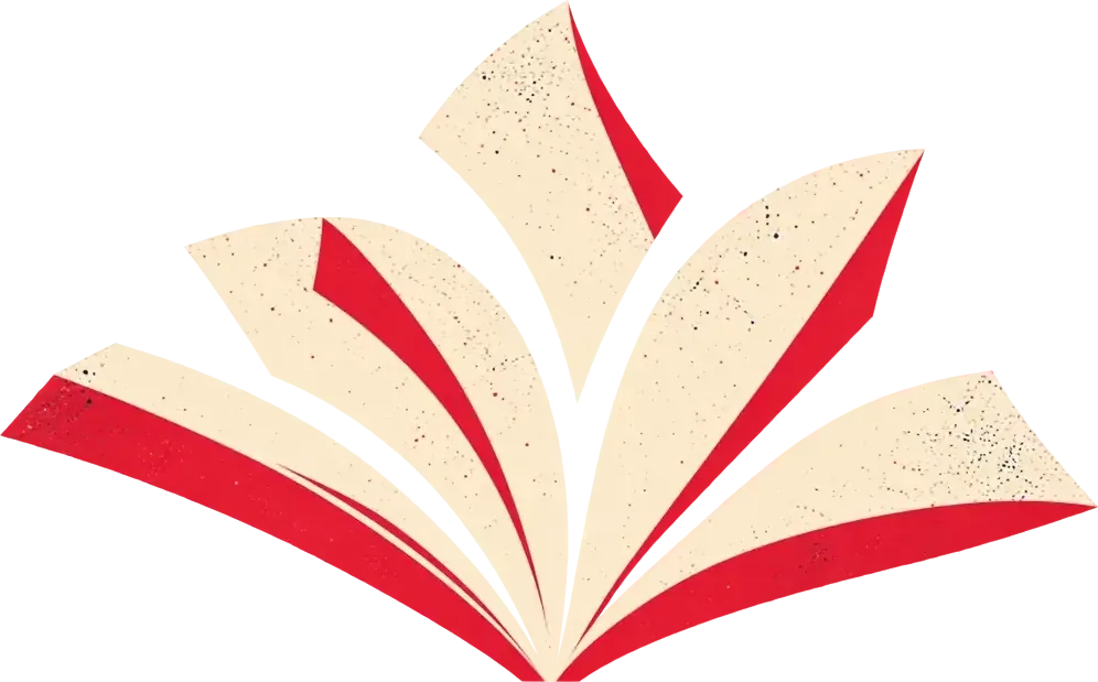 An open book rising out of a magician's hat